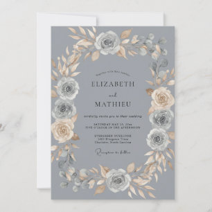 Steel Champagne Wreath Wedding Invitation
