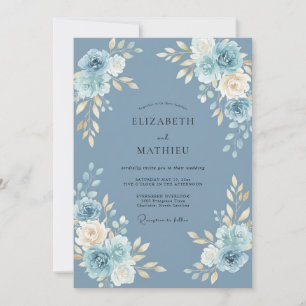 Steel Cream Peony Wedding Invitation