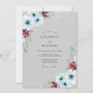 Steel Crimson Poppy Wedding Invitation