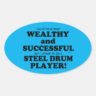 Steel Drum Wealthy & Successful Oval Sticker