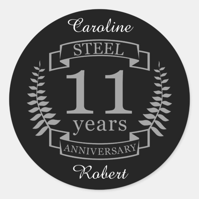 Steel Eleventh wedding anniversary 11 years Classic Round Sticker (Front)