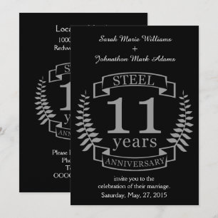 Steel Eleventh wedding anniversary 11 years Invitation