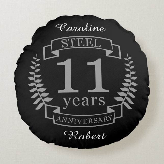 Steel Eleventh wedding anniversary 11 years Round Pillow (Front)