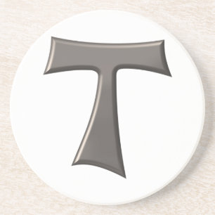 Steel Gray Look Franciscan Tau Cross Coaster