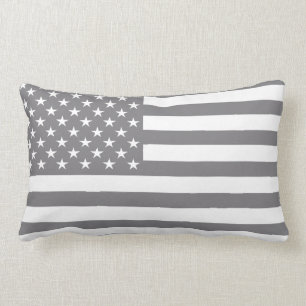Steel Grey American Flag Lumbar Pillow