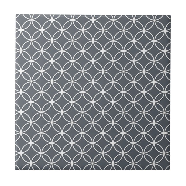Steel Grey and White Circles Pattern Tile (Front)