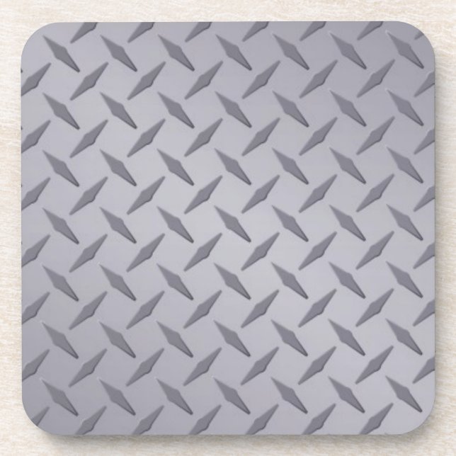 Steel Grey Diamond Plate Coaster (Front)