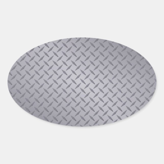 Steel Grey Diamond Plate Oval Sticker (Front)