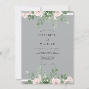 Steel Grey Foliage Eucalyptus Wedding Invitation