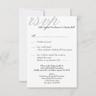 Steel grey gala formal event elegant RSVP response