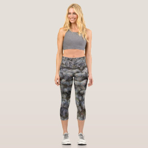 Steel, grey, green and blue spruce classy capri leggings
