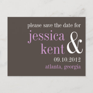 Steel grey lilac typography modern save the date announcement postcard