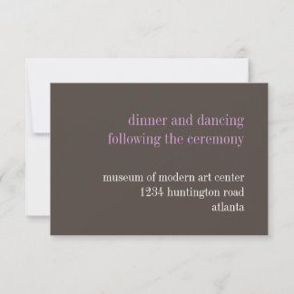 Steel grey lilac typography reception enclosure invitation