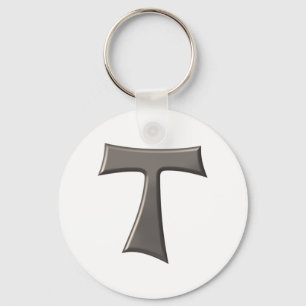 Steel Grey Look Franciscan Tau Cross Keychain