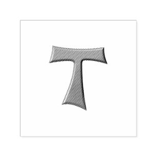 Steel Grey Look Franciscan Tau Cross Self-inking Stamp