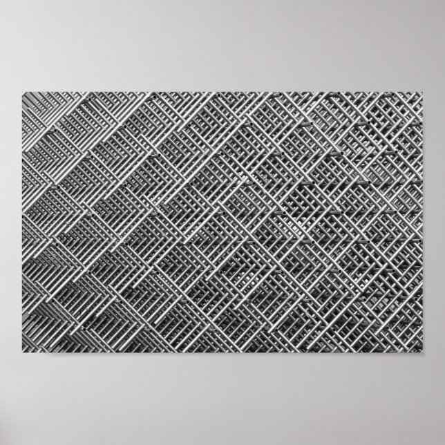 Steel Grid Industrial Mesh Pattern Poster (Front)
