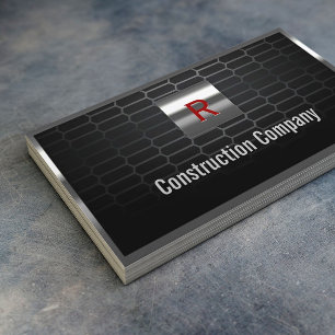 Steel Grids Monogram Construction Business Card