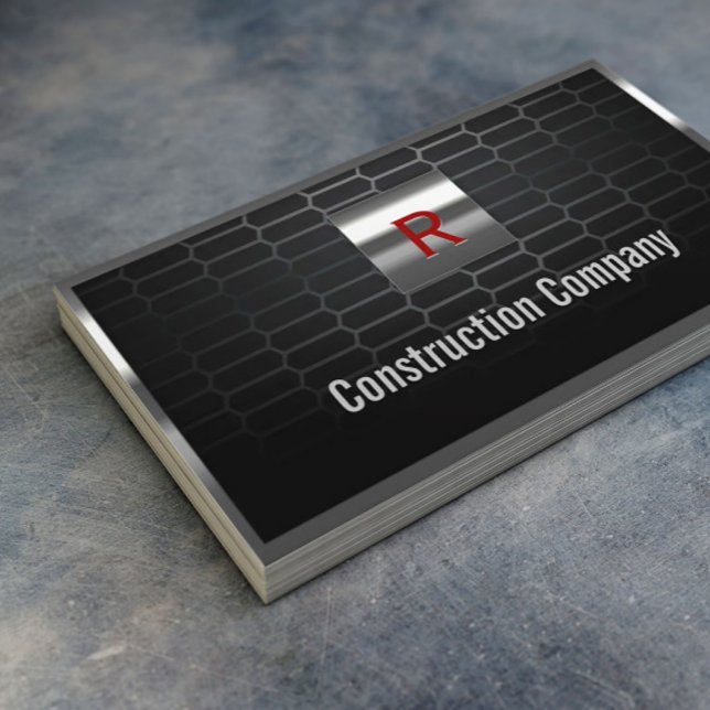 Steel Grids Monogram Construction Business Card (Creator Uploaded)
