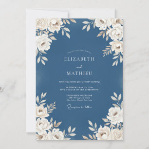 Steel Ivory Petal Wedding Invitation
