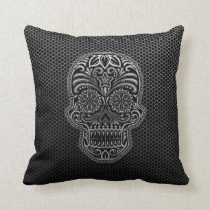 Steel Mesh Sugar Skull Throw Pillow