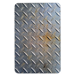Steel metal diamond pattern grey and rusty magnet