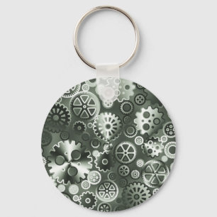 Steel metallic gears keychain