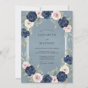 Steel Midnight Watercolor Wedding Invitation