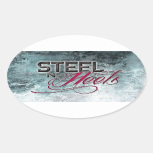 Steel N Heels Blue Oval Sticker
