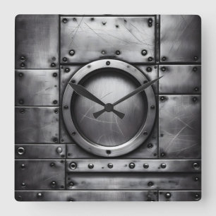 steel object  square wall clock