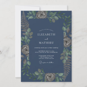 Steel Painted Foliage Wedding Invitation