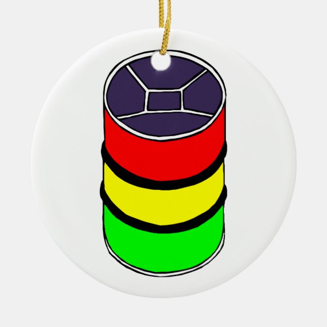 Steel Pan Rasta colours Steel Drum Design Graphic Ceramic Ornament (Front)