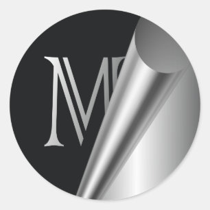 Steel Peel Monogram "M" Classic Round Sticker