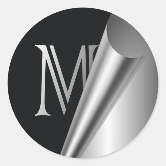 Steel Peel Monogram "M" Classic Round Sticker (Front)