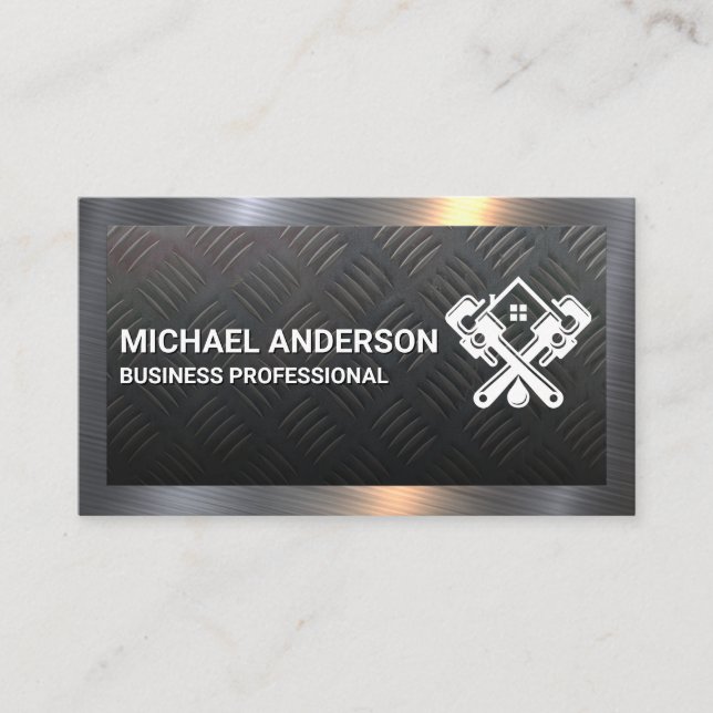 Steel Plate Background | Metal Border Business Card (Front)