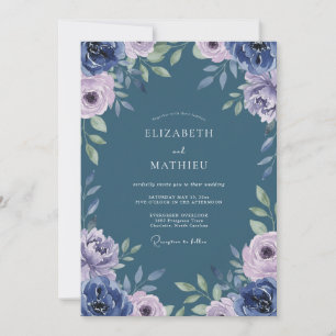 Steel Purple Bloom Wedding Invitation