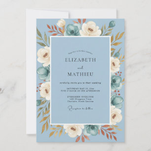 Steel Rust Peony Wedding Invitation