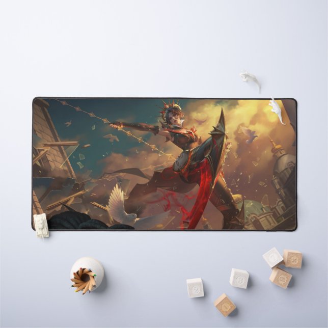 Steel Shadow Gaming Desk Mat | Assassin Aesthetics (Kids Table)