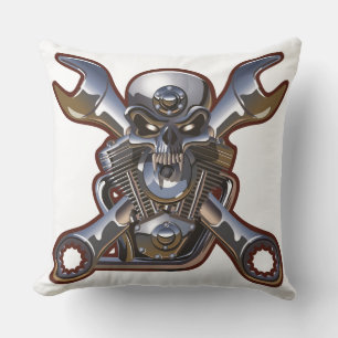 Steel Skull Throw Pillow