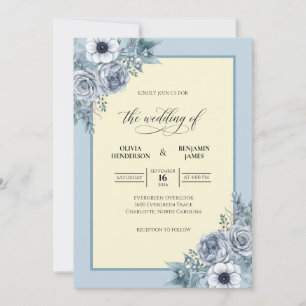 Steel Slate Bloom Wedding Invitation