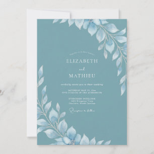 Steel Slate Foliage Sage Wedding Invitation