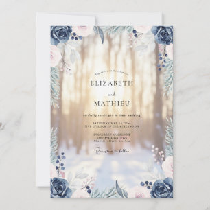 Steel Slate Watercolor Wedding Invitation