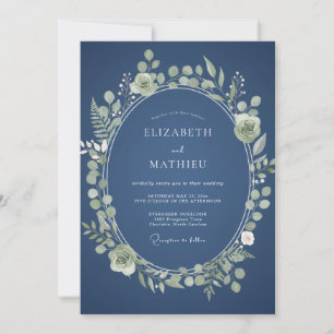 Steel Slate Wreath Wedding Invitation