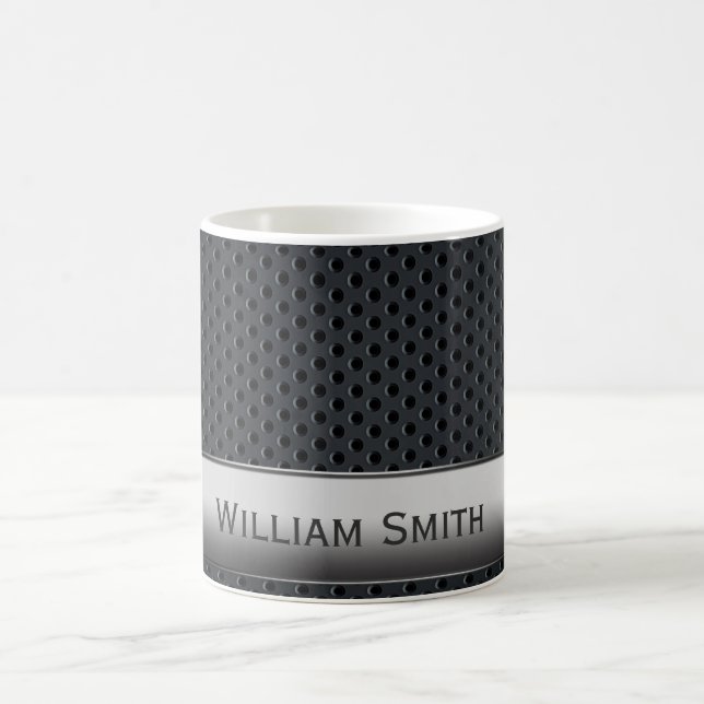 Steel striped dark metal coffee mug (Center)