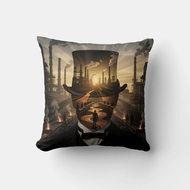 Steel & Sunsets Exploring the Industrial Frontier Throw Pillow (Front)