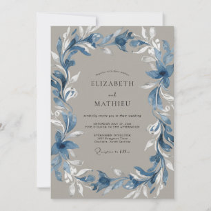 Steel Taupe Painted Wedding Invitation