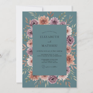Steel Terracotta Blossom Wedding Invitation