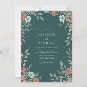 Steel Terracotta Foliage Eucalyptus Wedding Invitation