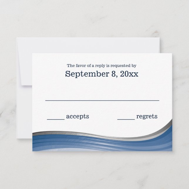 Steel Wave Blue RSVP Card (Front)