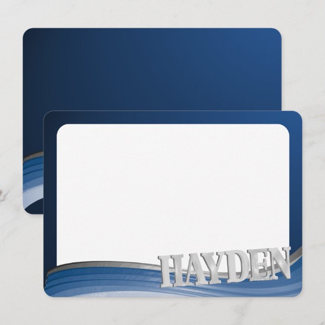 Steel Wave Flat Card Thank You with Name (Front/Back)