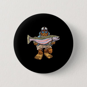 Steelhead Fishing Bigfoot Trout River Fisherman 2 Inch Round Button